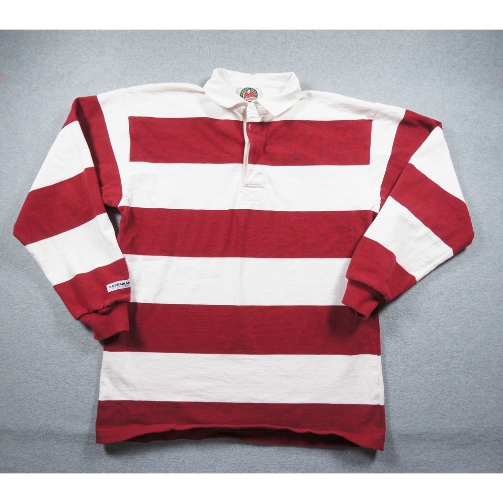 Barbarian Shirt Mens XLarge Red Rugby Striped Long Sleeve Preppy Heavy Polo